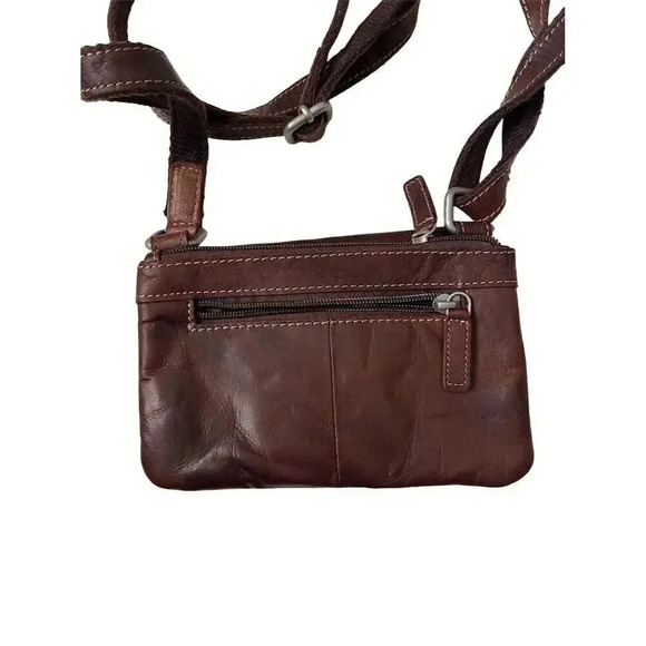 Jack Georges Brown Leather Crossbody Bag Adjustable Strap - Picture 10 of 11